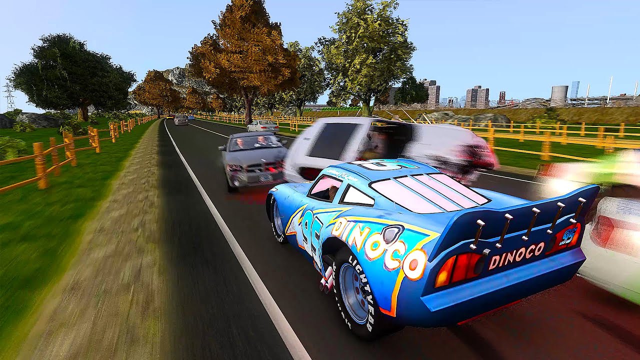 Crazy Dinoco McQueen Crashes - GTA 4 Real Car Crashes Ep.73