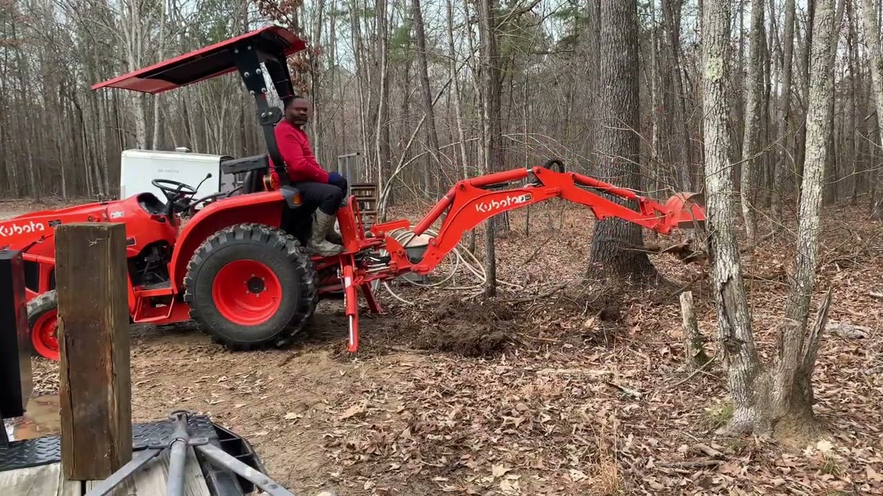 Clearing out trees with the Kubota