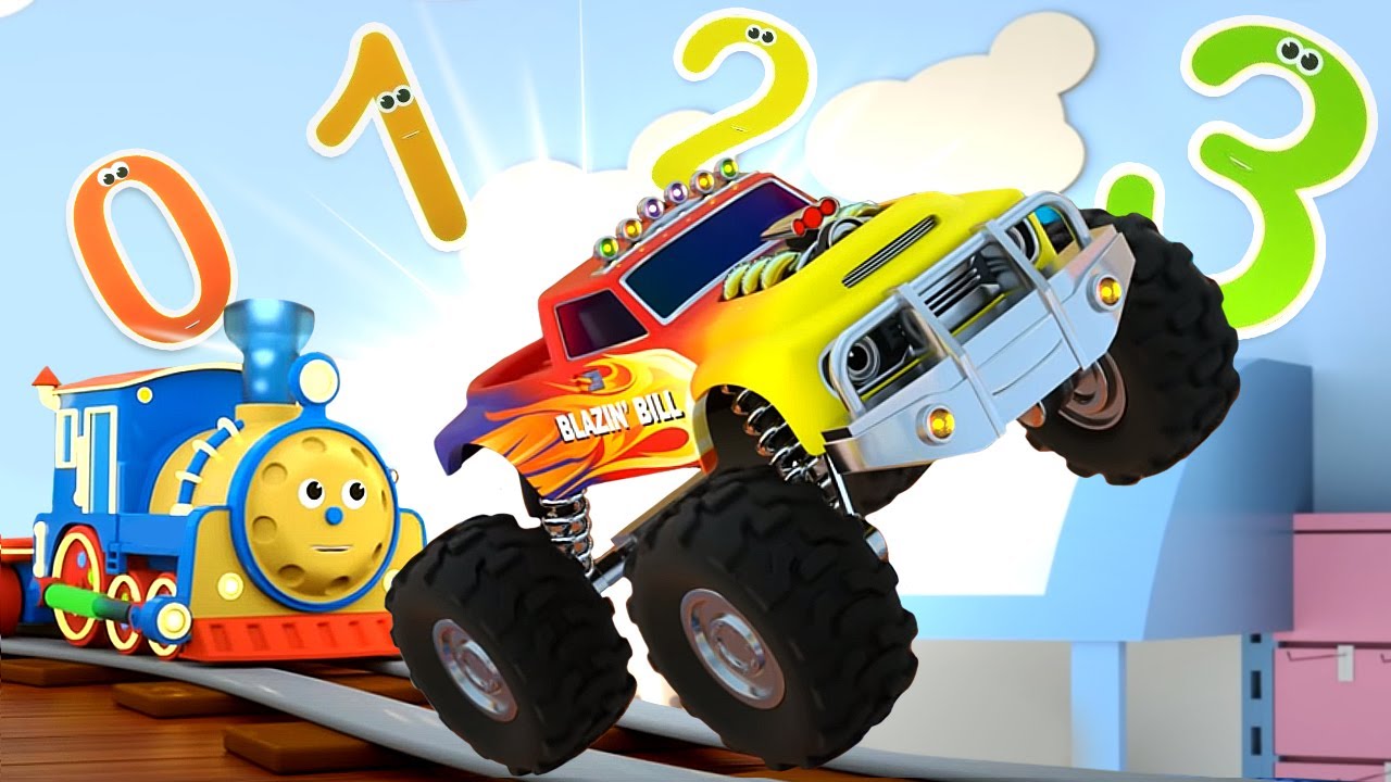 Dessin anim&eacute; pour les petits. Bill Le Monster Truck sauve les chiffres. Apprendre &agrave; compter