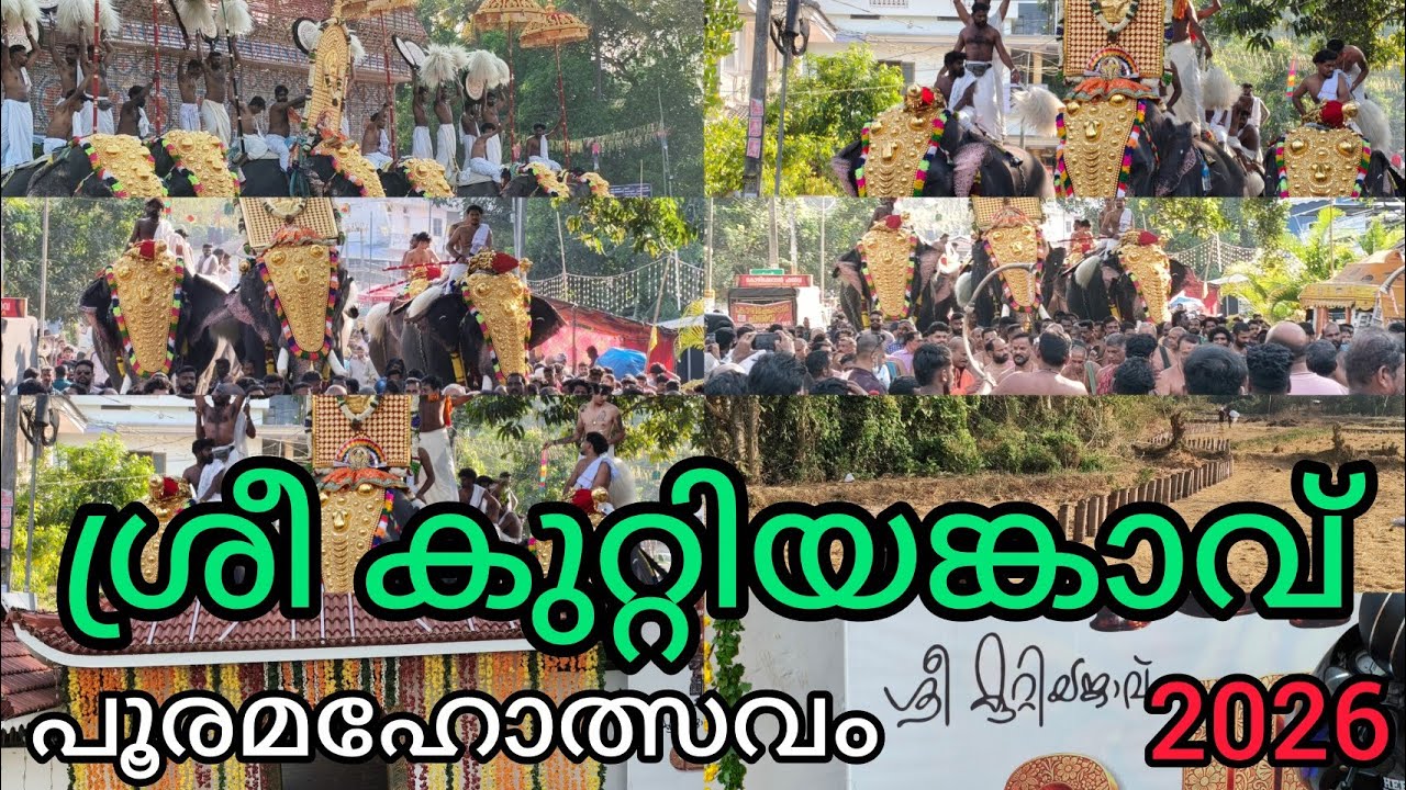  ശ്രീ കുറ്റിയങ്കാവ് ഭഗവതി ക്ഷേത്രത്തിലെ ഗംഭീര ആന പൂരം2026#shreekuttiyankavupooram2026