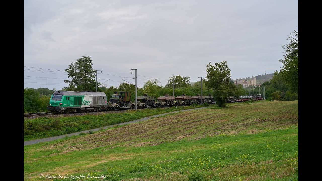 Train de véhicules militaire Français , fret, infra dans l'Allier