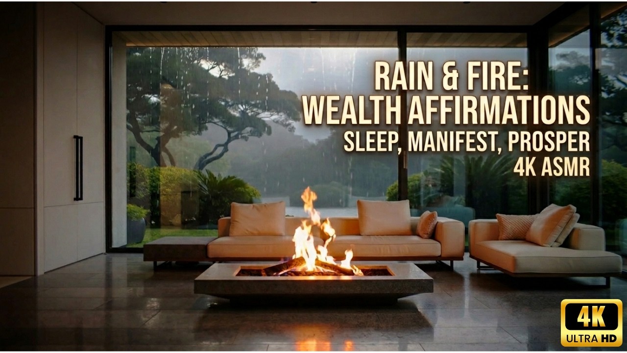 Rainy Night in a Luxury Room 🌧 | Fireplace ASMR & Positive Affirmations for Success