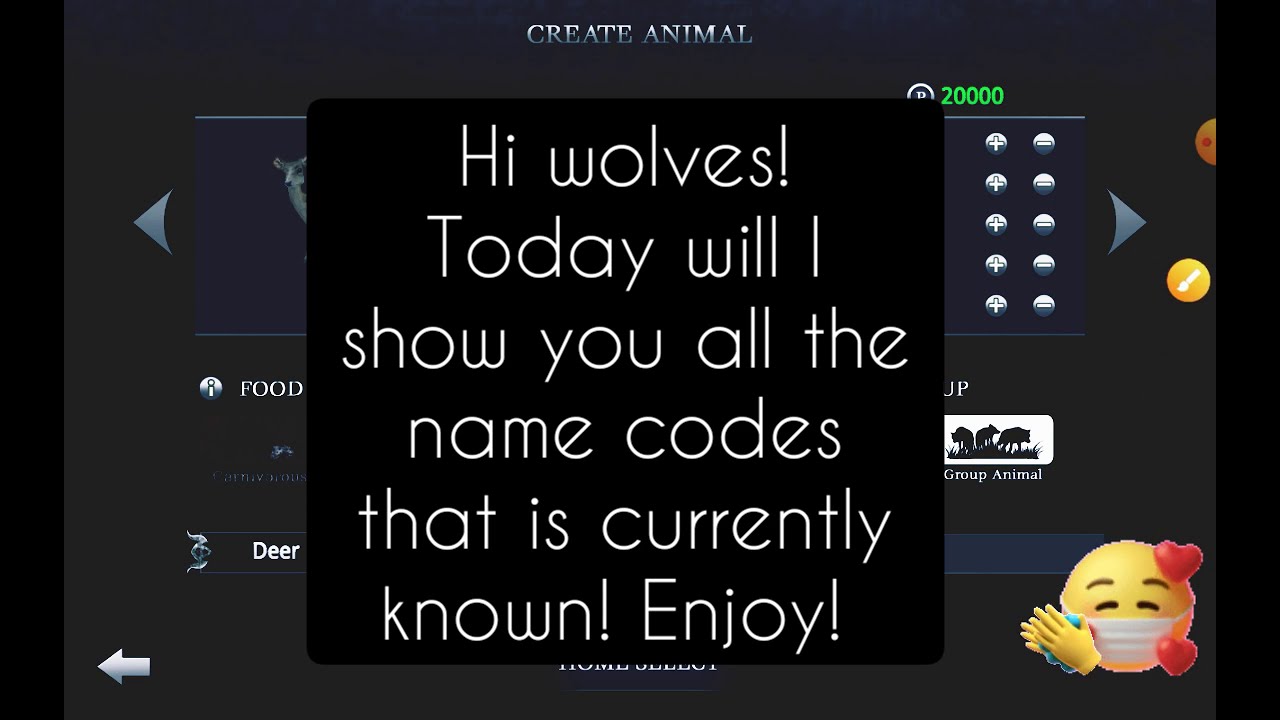 All the (name) codes in WAO! | Showcase | Wild Animals Online