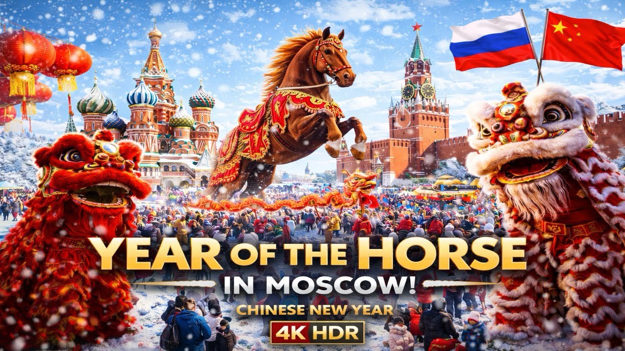 Chinese New Year in Moscow🇨🇳 | Red Square & GUM Fair Winter Walk 4K HDR