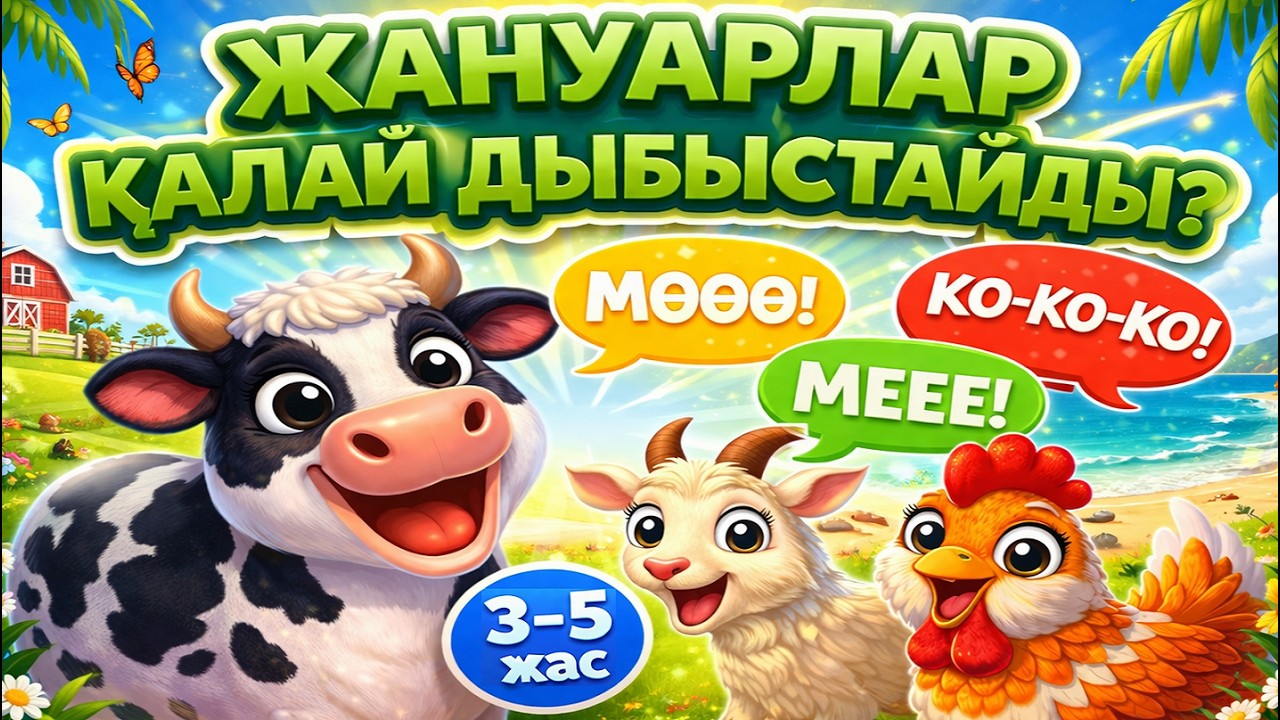 Жануарлар дауысы | 3–5 жас балаларға арналған карточкалар | Қазақша танымдық видео