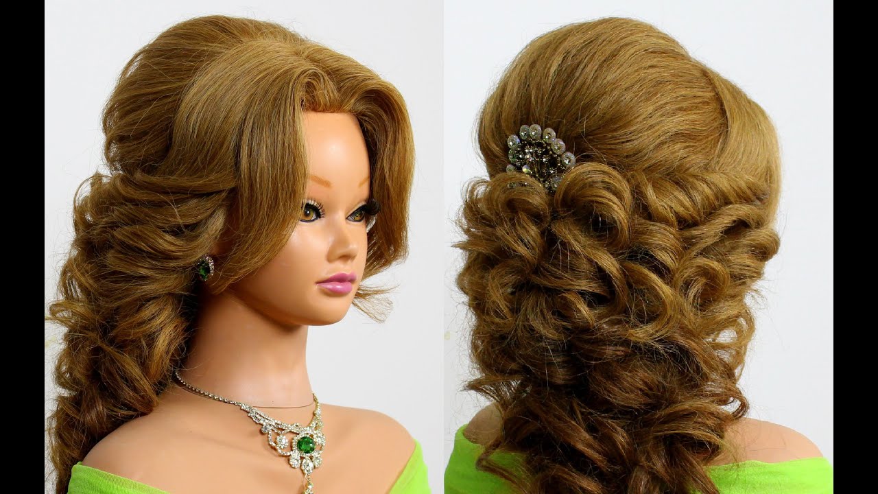 Prom bridal hairstyle for long hair. Tutorial