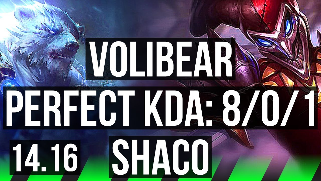 VOLIBEAR vs SHACO (JGL) | 8/0/1, 1300+ games, Legendary | NA Master | 14.16