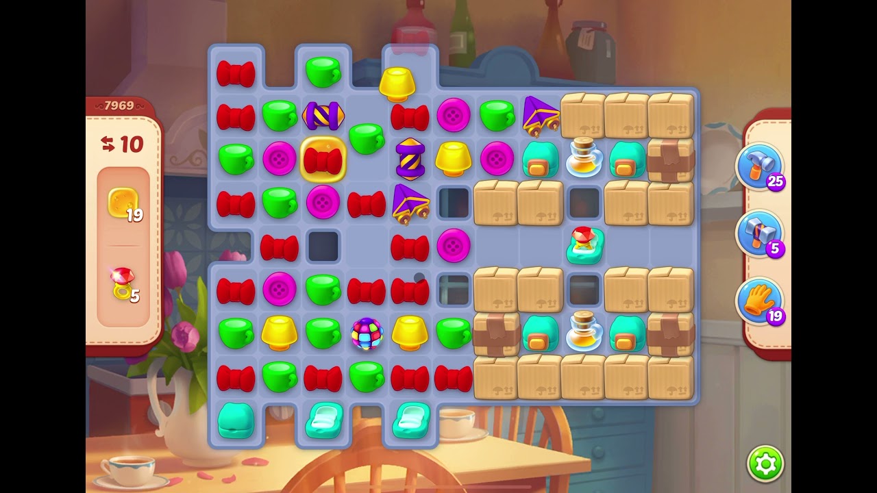 HomeScapes Level 7969 no  boosters (17 moves)