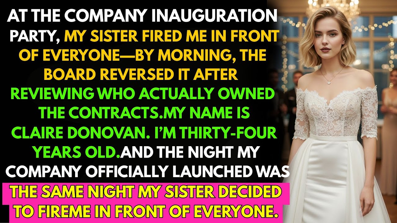 At the company inauguration party, my sister fired me in front of everyone—by morning, the board...
