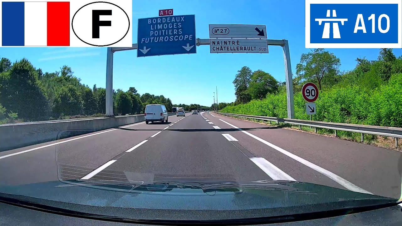 France: Autoroute A10 - Sortie 26 (Châtellerault) à Sortie 29 (Poitiers Nord, RN147)