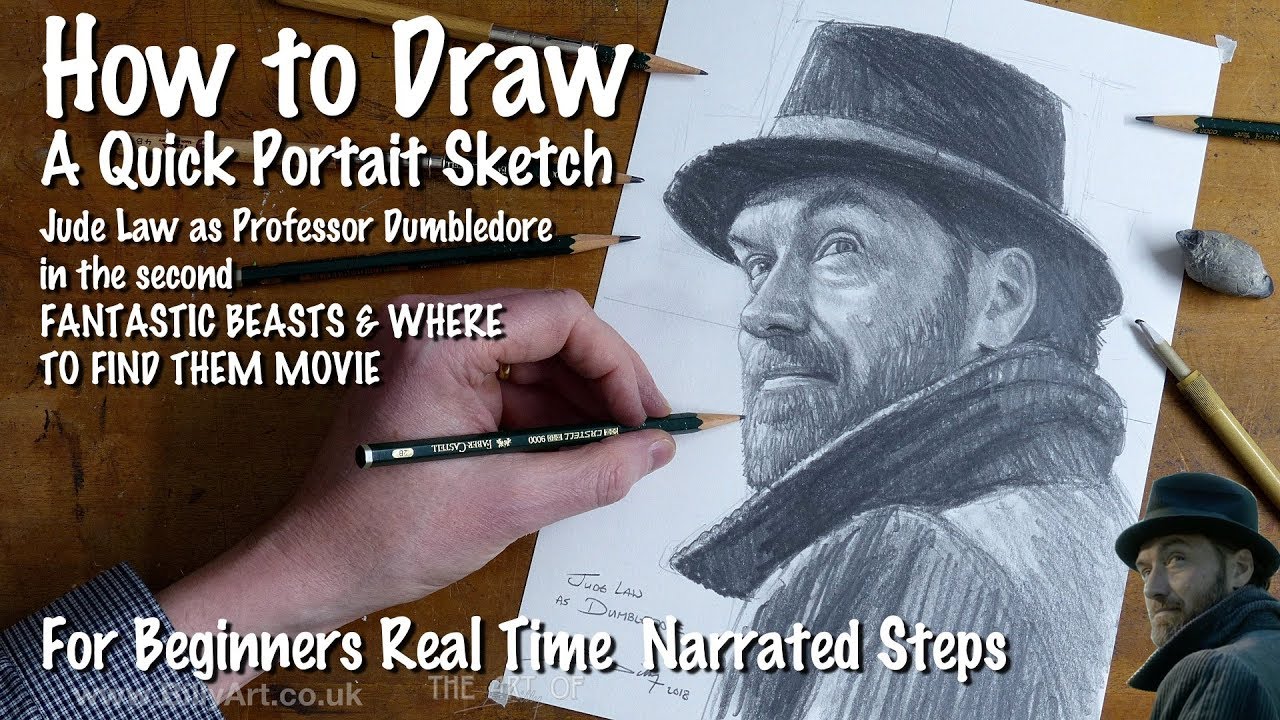 How to Draw Professor Albus Dumbledore - Jude Law in Fantastic Beasts and Where to Find Them