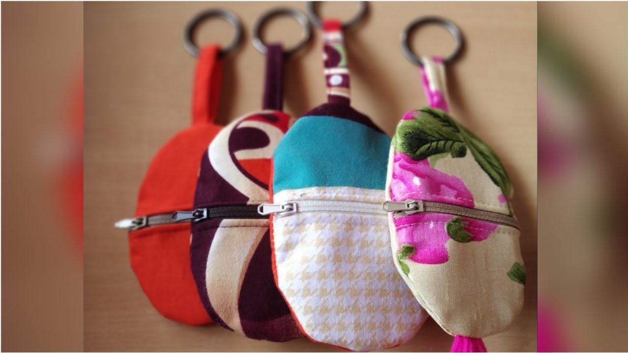 How to make fabric pocket easy key chain🌸