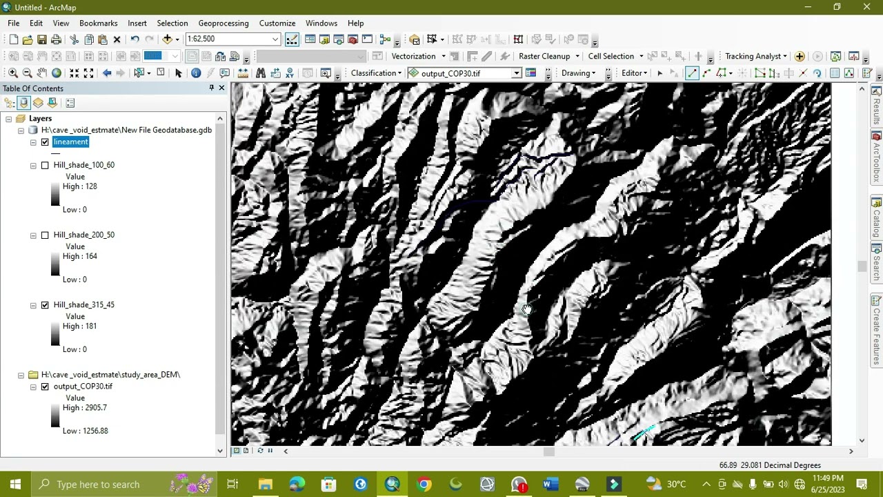 lineament and Lineament density finding Through DEM Data On ArcGis [] Arcmap Of Any Part