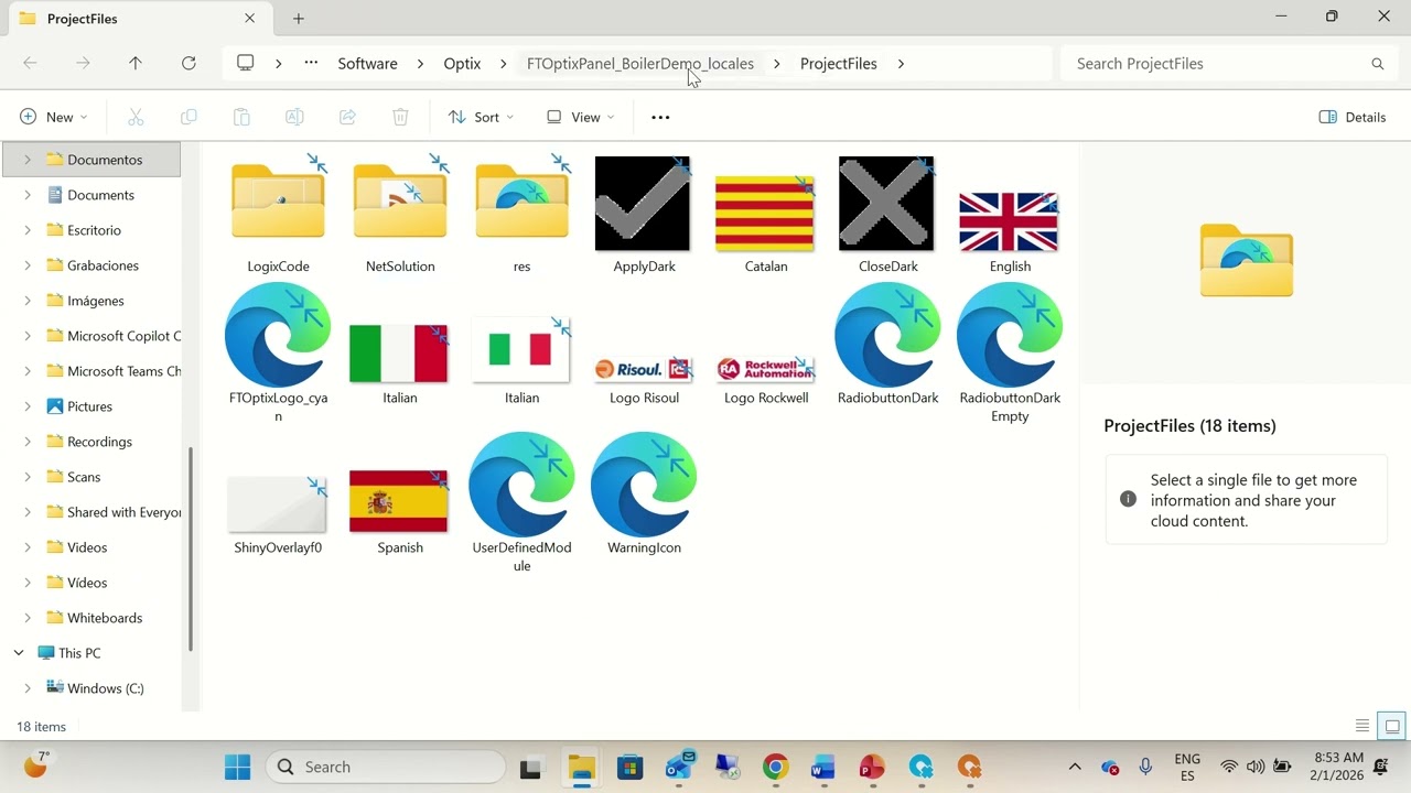 FactoryTalk Optix changing language and alarms message