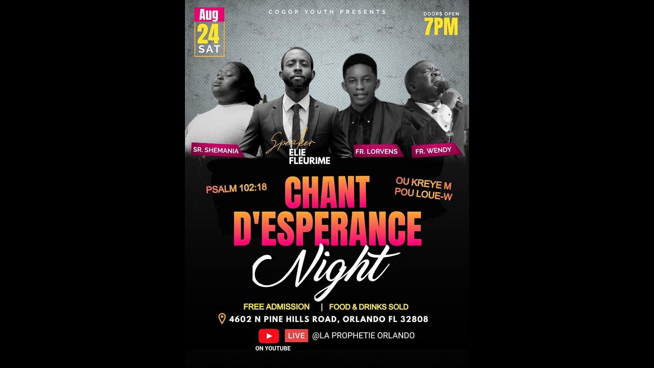 Youth of COGOP presents Chants d'Esperance Night | August 24th, 2024 | 7:30pm