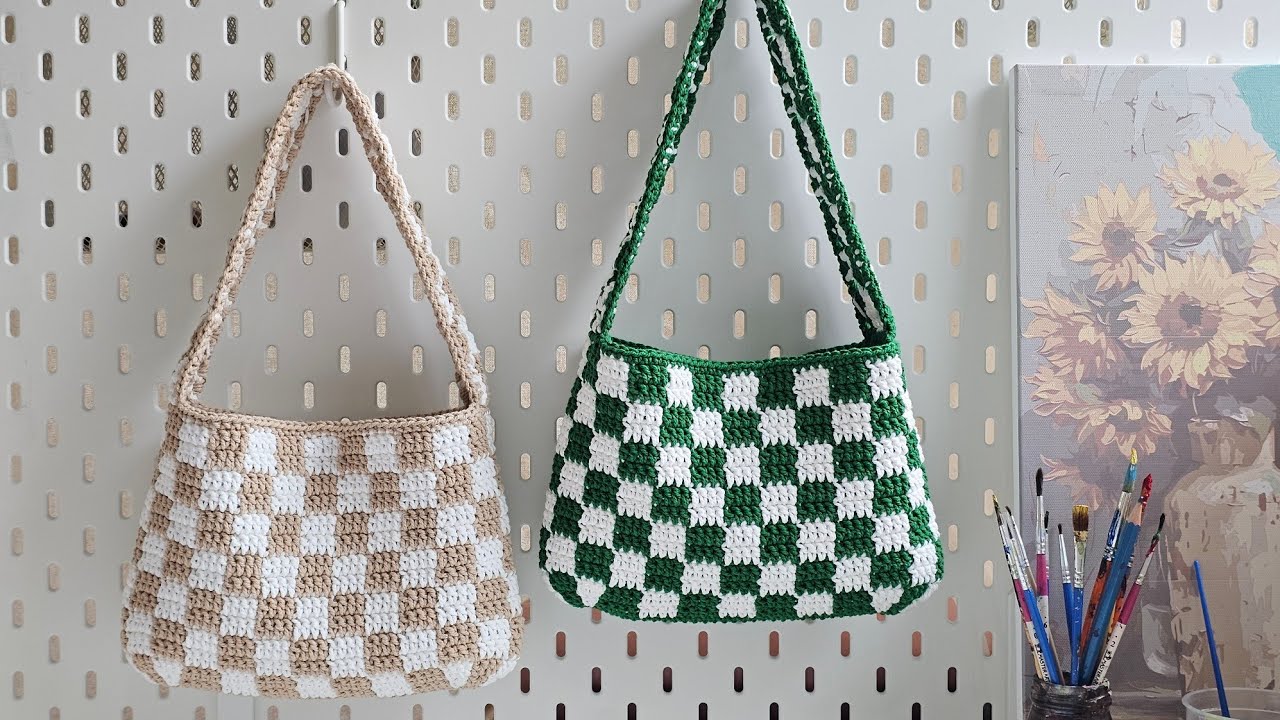Checkered Crochet Bag