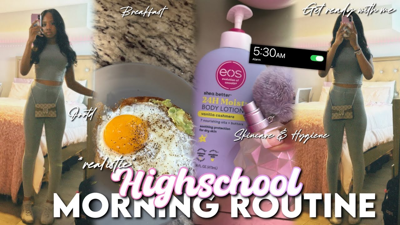 MY *REALISTIC* 5 AM HIGHSCHOOL MORNING ROUTINE ♡ | ootd, grwm, breakfast, skincare & hygiene, & more