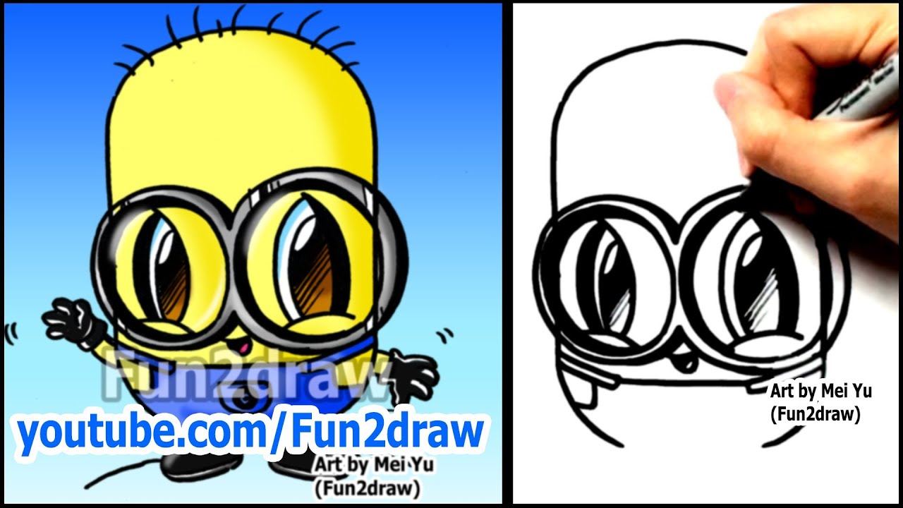 How to Draw a Minion from Despicable Me - Fun2draw style (Easy Characters) | Online Art Classes