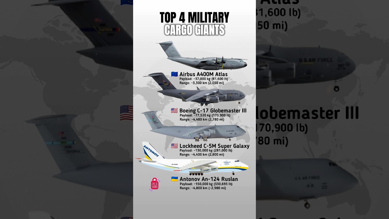 Top 4 Largest Military Cargo Planes in 2025