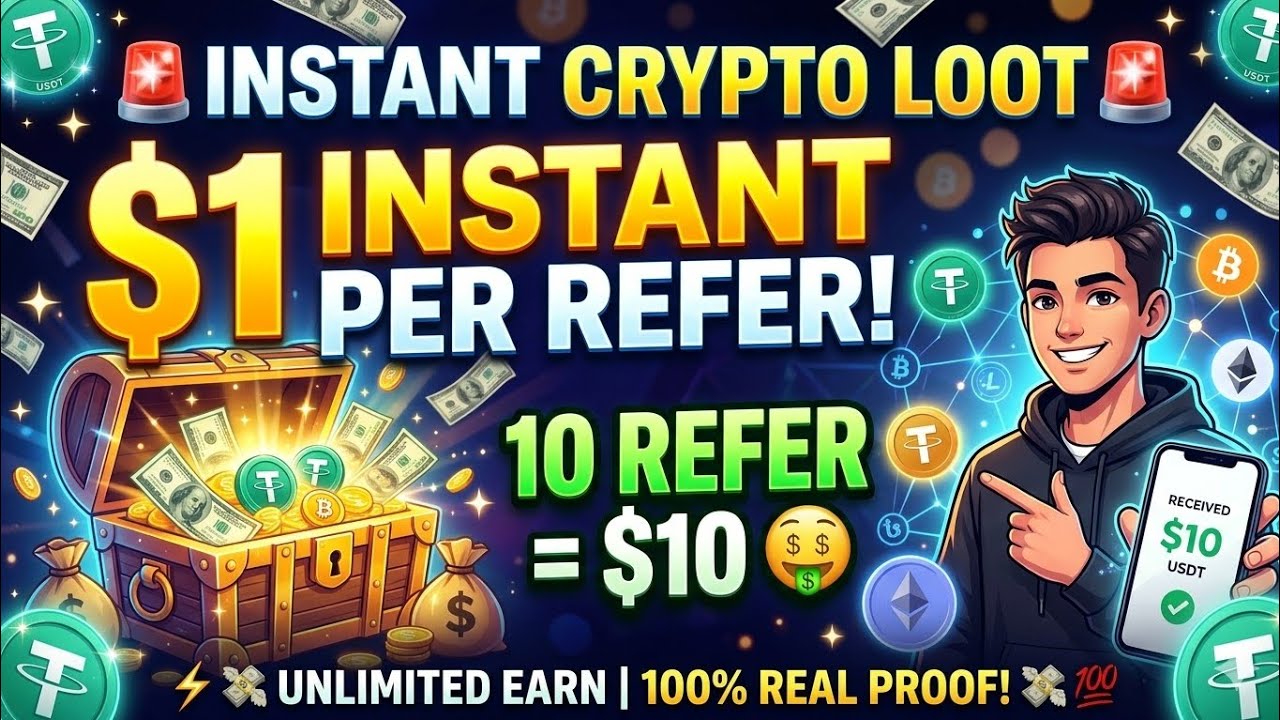 New Biggest Crypto Loot Per Refer $1 Usdt | New Crypto Loot Offer Today | New Crypto Loot 