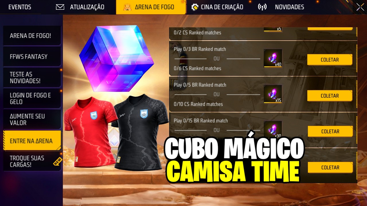 URGENTE🔥 PEGUE O CUBO MÁGICO, CAMISA DE TIME GRÁTIS E BANDEIRÃO NO FREE FIRE