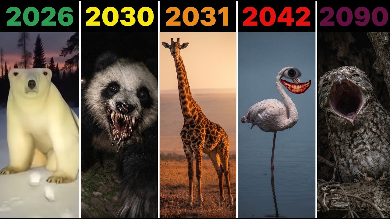 Save The Polar Bear 2026 vs Panda 2030 vs Giraffe 2031 vs Flamingo 2041 vs Owl 2090