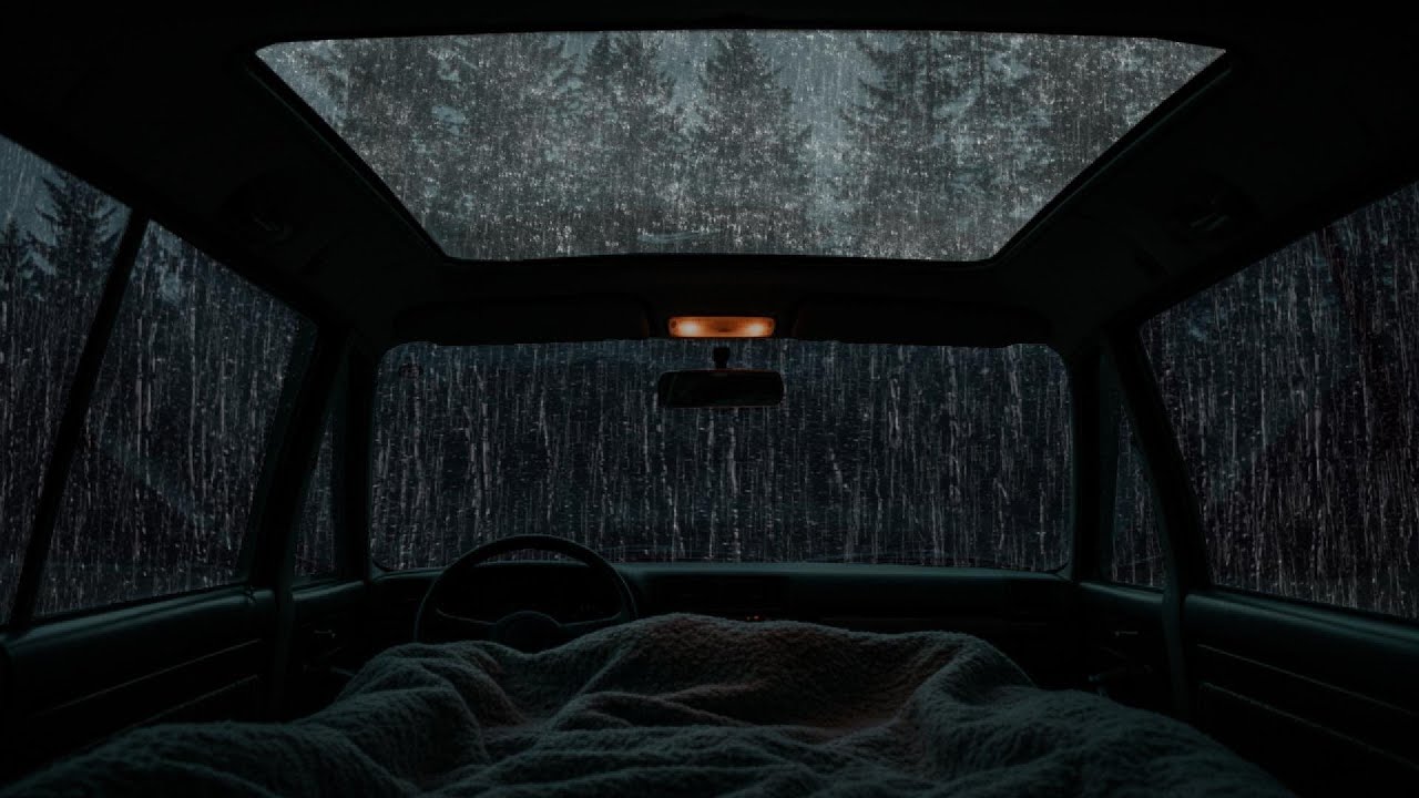 Rain Sounds & Thunder on Cozy Car ⛈️ Deep Sleep ASMR, Peaceful Ambience, Meditation & Stress Relief