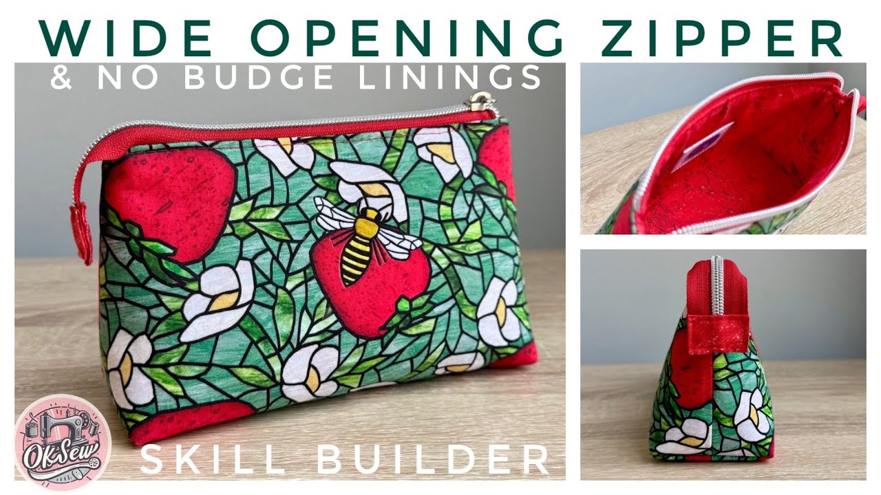 (Free) Wide Opening Zipper Pouch and Pinned Boxed Corners - An OKSew Skill Builder