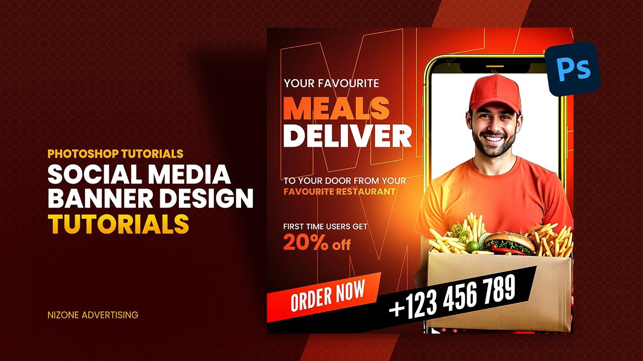 Delivery Service Social Media Post Design Tutorial | Adobe Photoshop