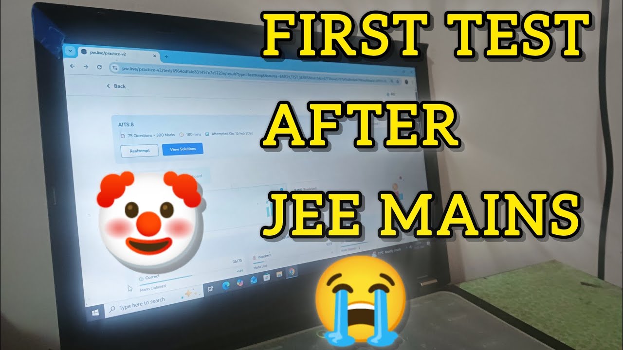 My First AITS Test After JEE MAINS 2026 💔🥀 | Downfall Ho Gaya Guys | JEE DROPPER 2026