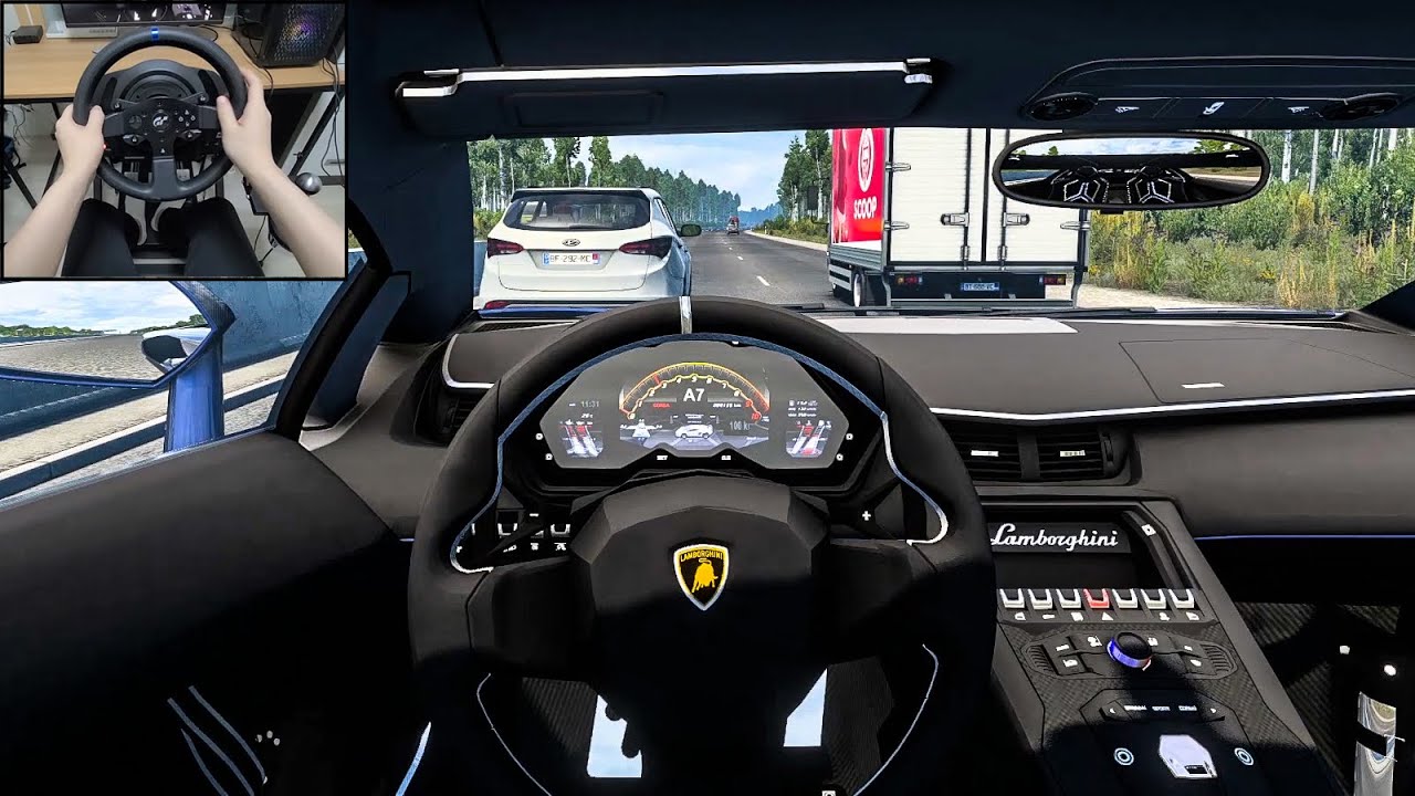 2018 Lamborghini Aventador SVJ POV Drive - Euro Truck Simulator 2 [Steering Wheel Cam]