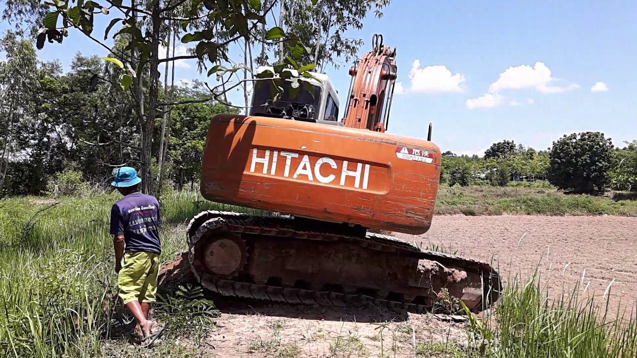 รีวิว hitachi ex120-1 excavator ลงจาก สิบล้อเทเลอร์ รับงาน 1500บาท ครับEP.1584