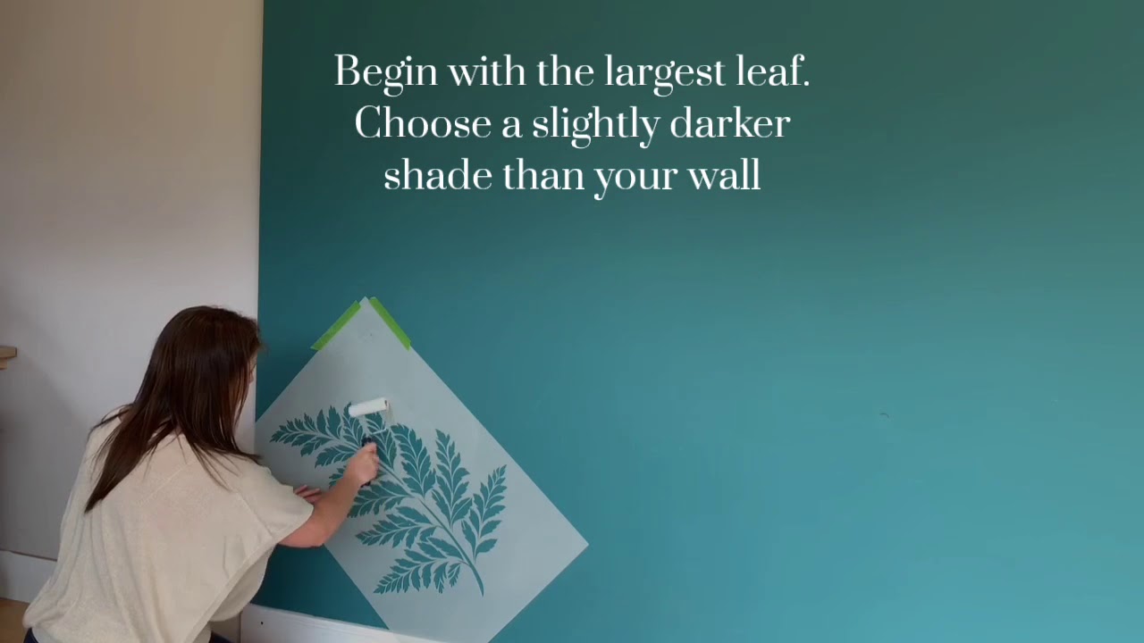 Learn how to stencil botanical feature wall