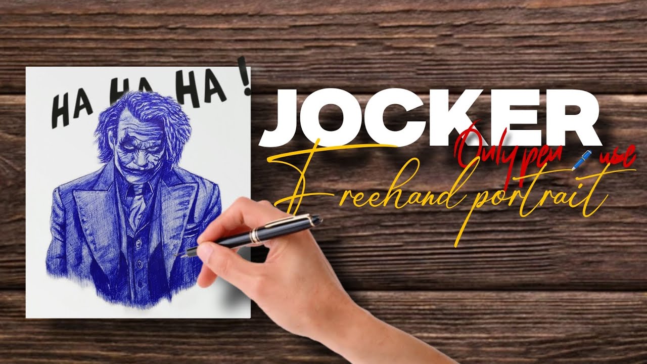 Joker 🃏 Portrait Drawn Using Only Pen || Freehand Art 🎨 || @Auganart #jocker #sketch #art #auganart 