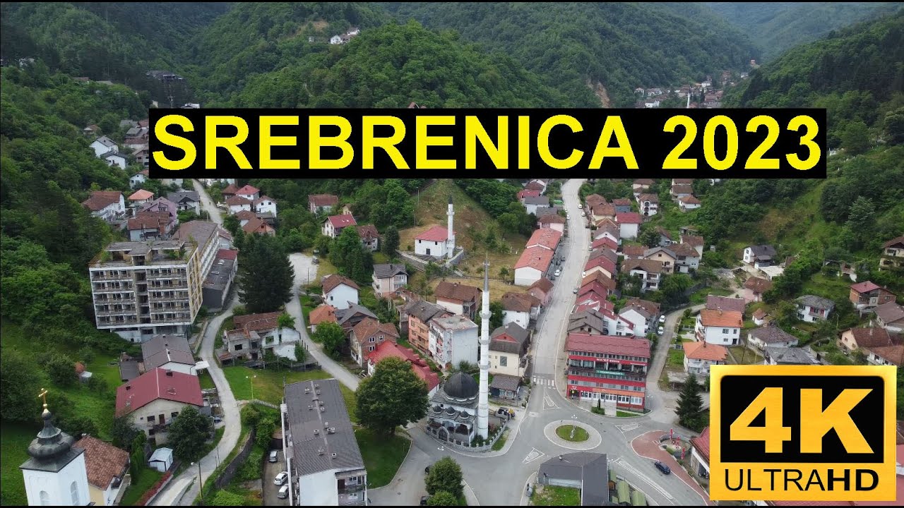 4K Dron.Srebrenica 30 godina nakon rata. Grad u šumi.