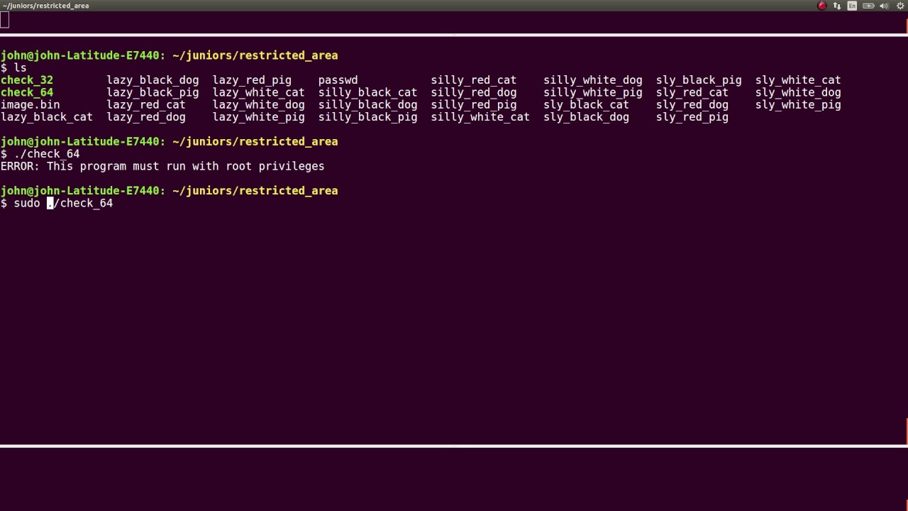 Juniors CTF 2016 :: Restriced Area