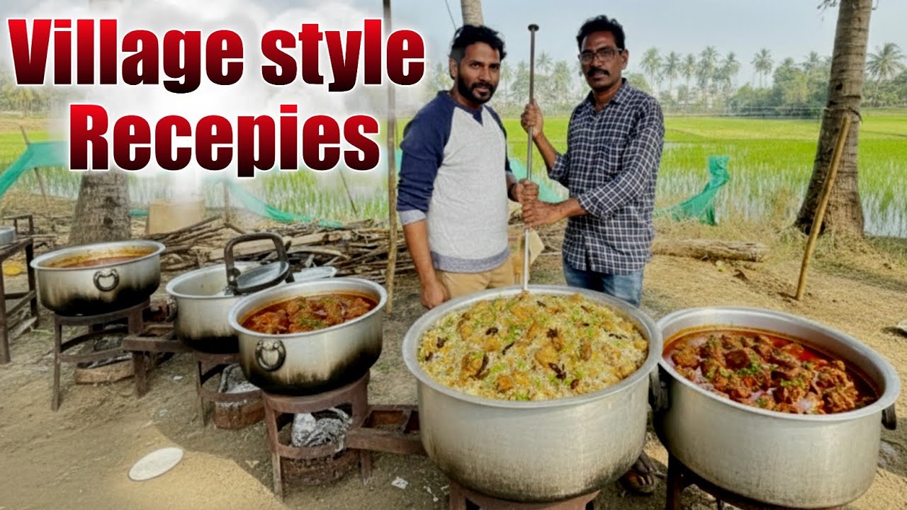 Village style Mutton🐐, Chicken🍗, Pulao recepie in one video | Prasanna gardens and vlogs 🏡