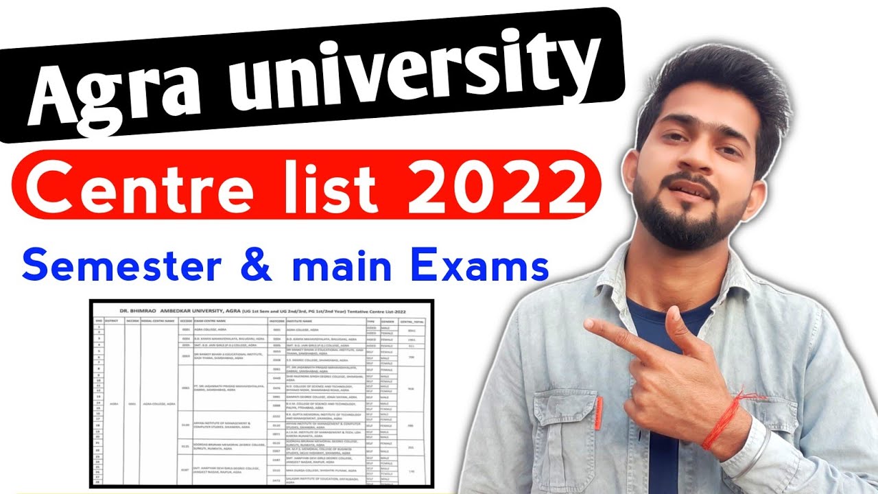 Agra university exam centre list 2022/main & semester/ dbrau b.a,b.sc,b.com exam centre list 2022