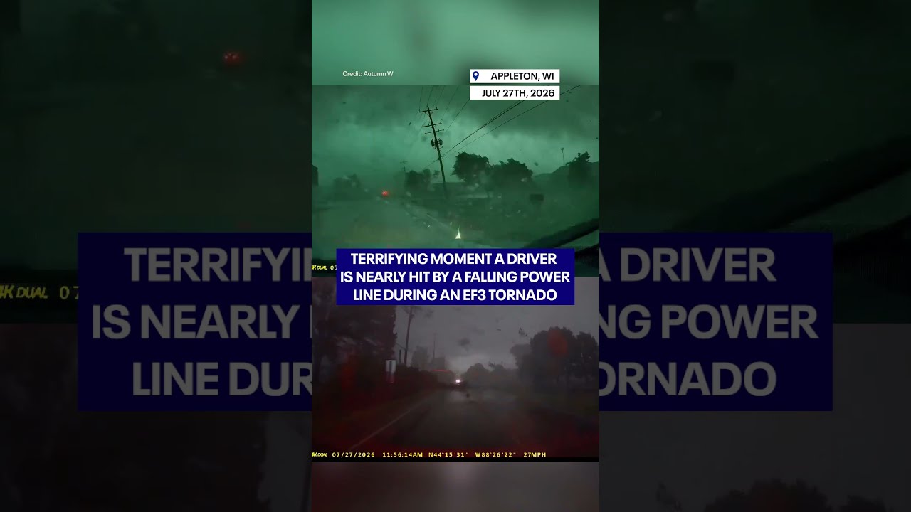 Driver nearly hit by falling power line during EF-3 tornado