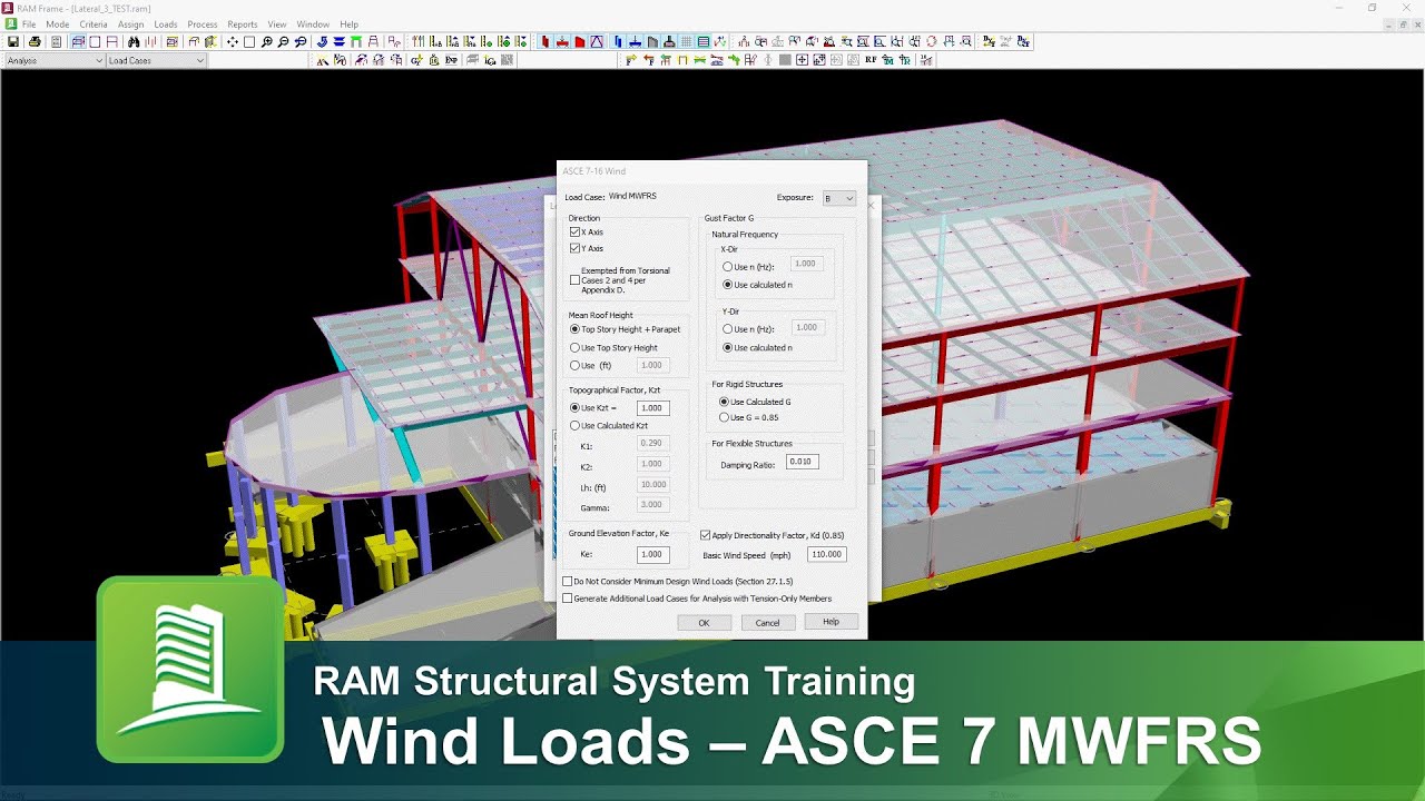 Generating Wind Loads in RAM Frame according to the ASCE 7 Main Wind Force Resisting System