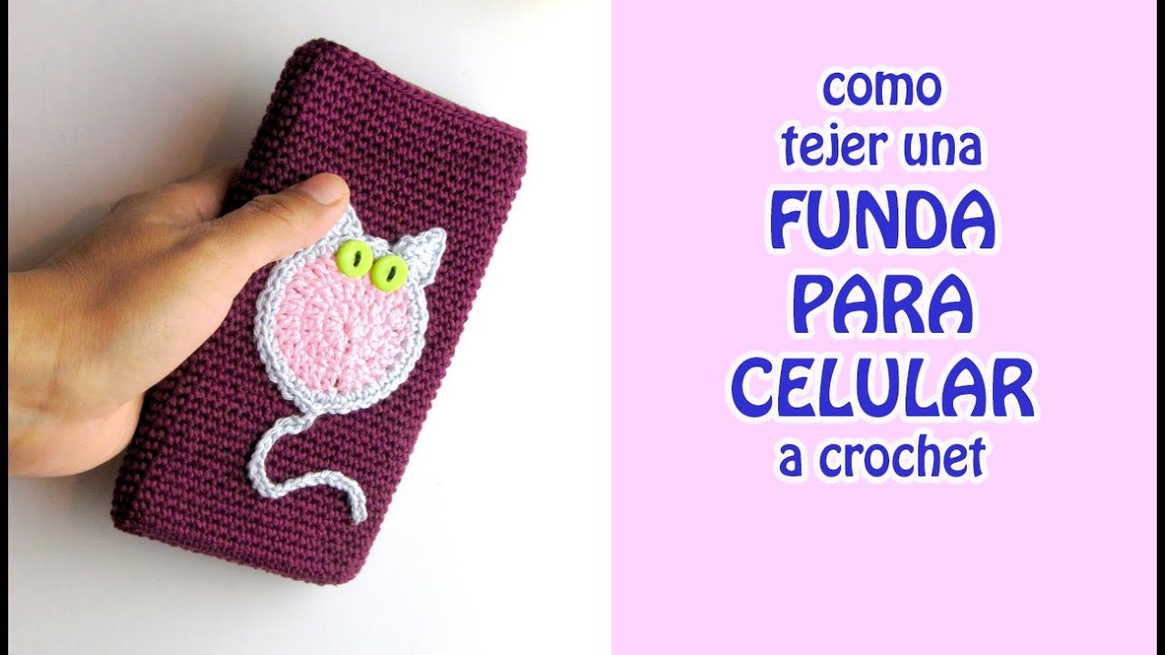 FUNDA PARA CELULAR A CROCHET de gato