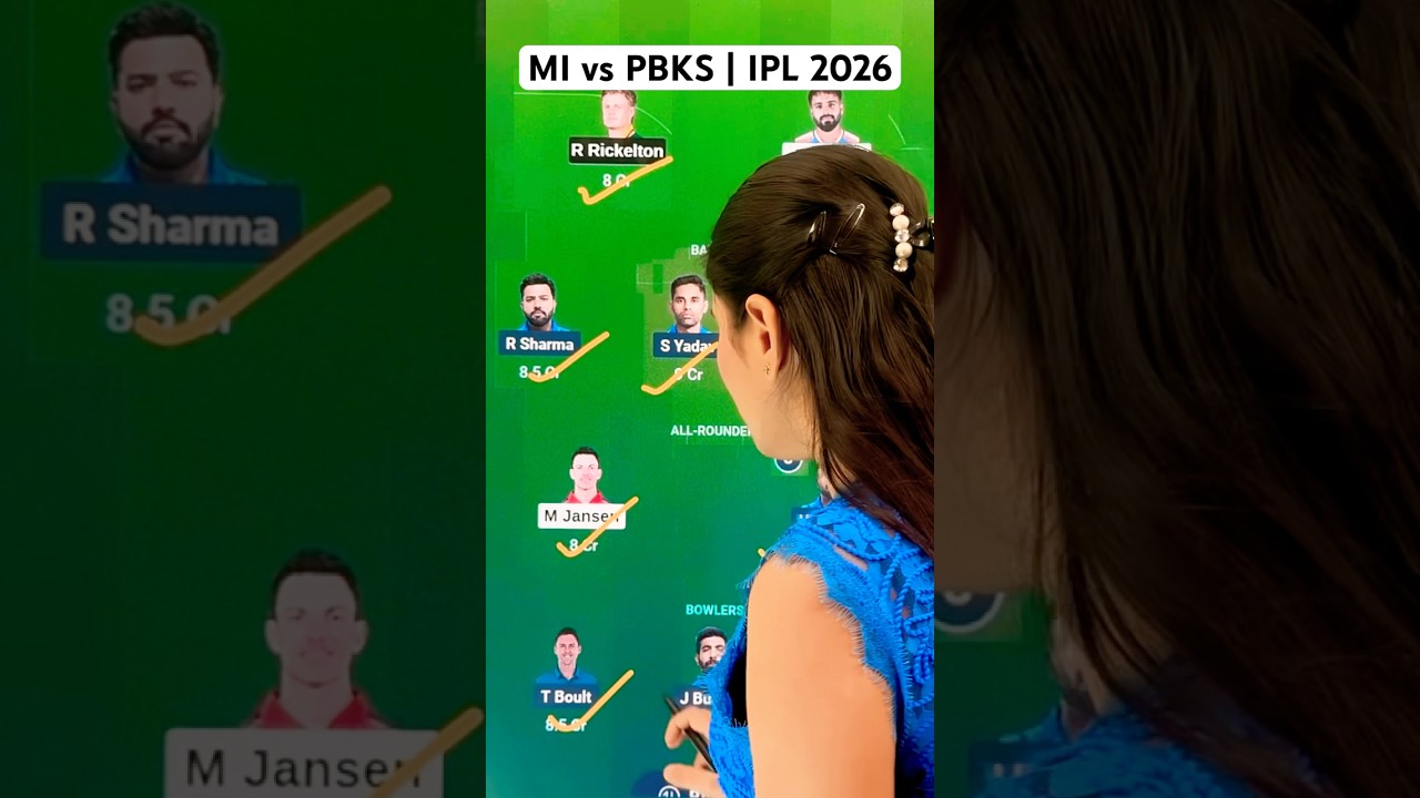 MI vs PBKS Dream11 Prediction | IPL 2026 24th Match | Today Match | #MIvsPBKS #shorts #ipl2026 #t20