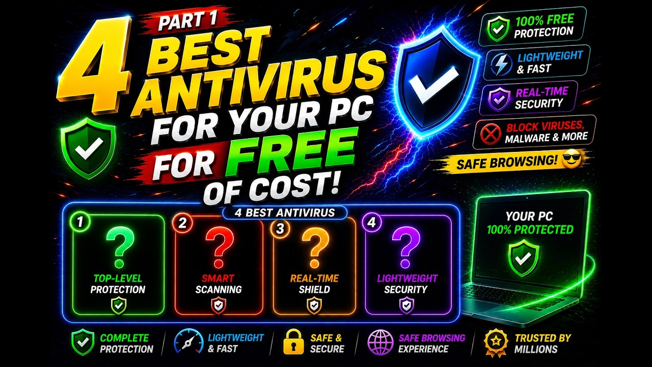 4 Best ANTIVIRUS For Your PC For FREE OF COST (Part - 1)