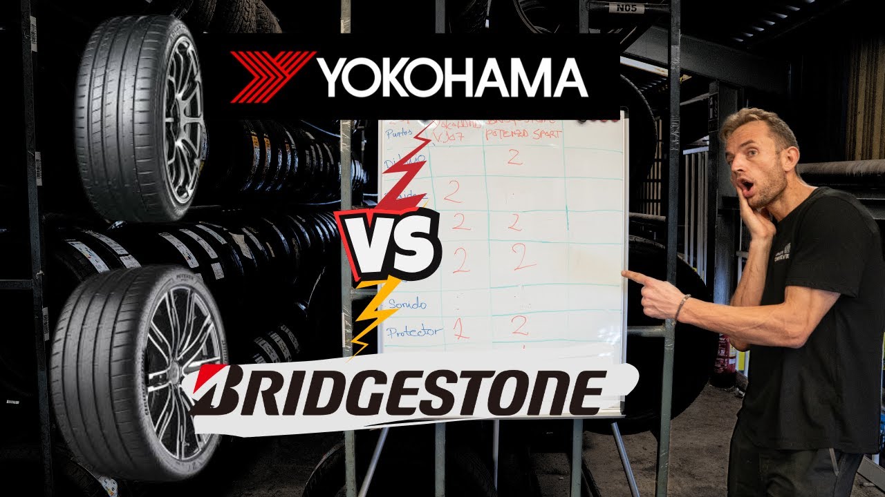 Comparativa de neumáticos con pizarra | lo mejor de Japón YOKOHAMA V107 VS BRIDGESTONE POTENZA SPORT