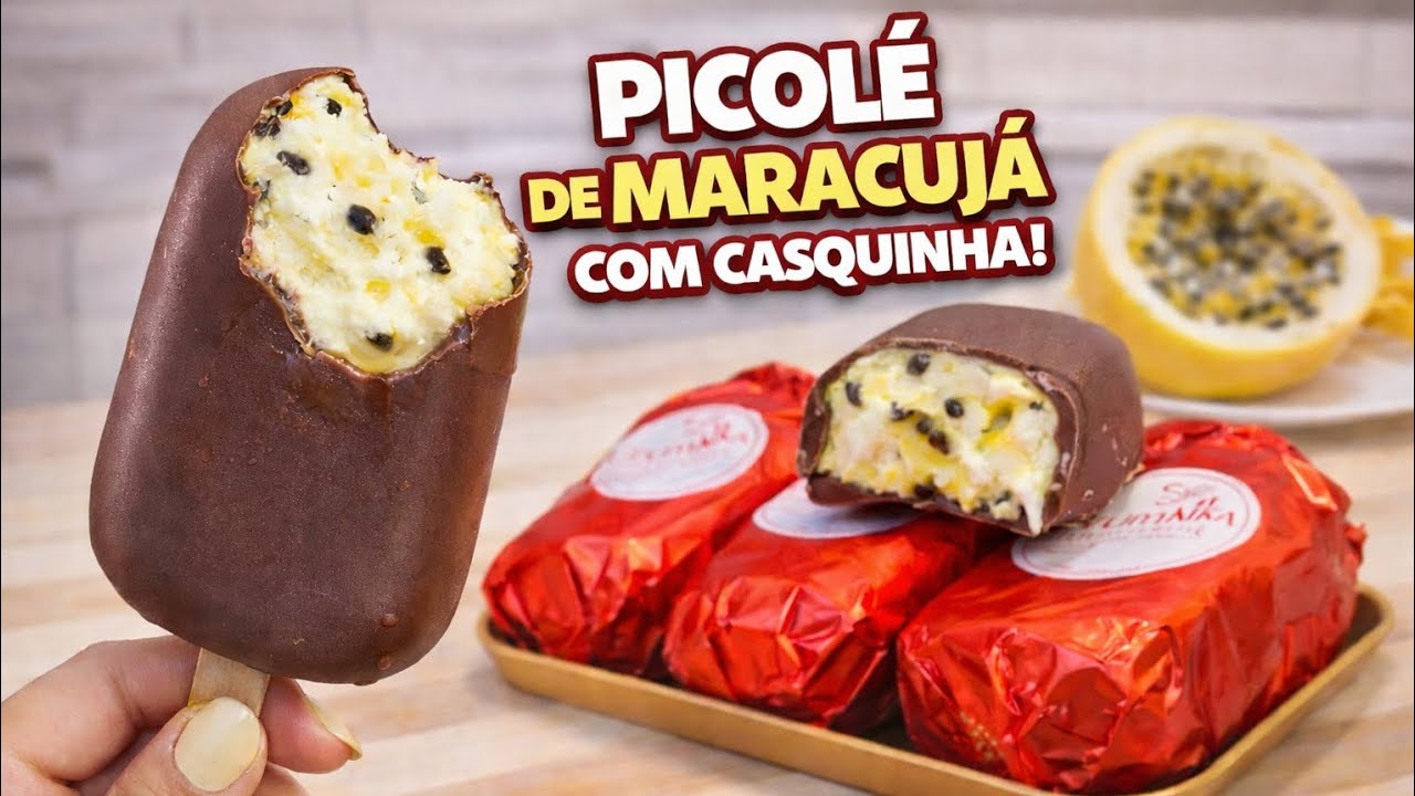Picolé de Maracujá com Casquinha de Chocolate que Vende Muito! 