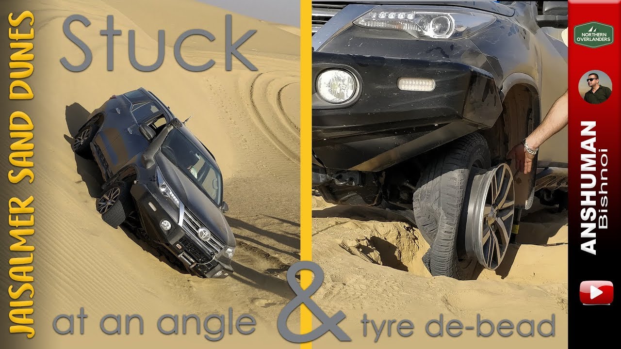 Toyota FORTUNER Recovery: Stuck at an angle & Tyre De-bead on a Sanddune