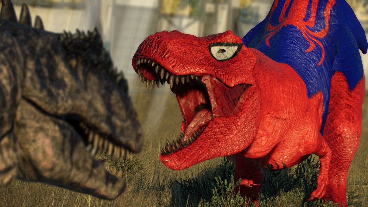 SPIDER MAN REX TAKES ON GIGA FROM DOMINION!!! - Jurassic World Evolution 2