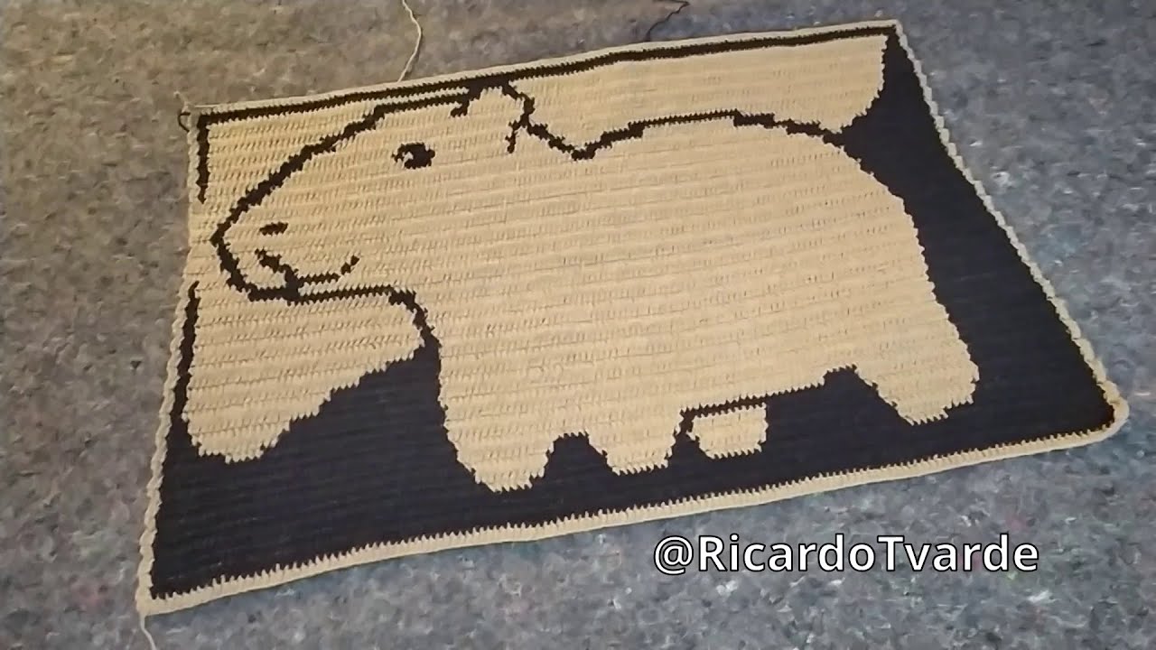 Fizemos um tapete de capivara no croche com fio conduzido