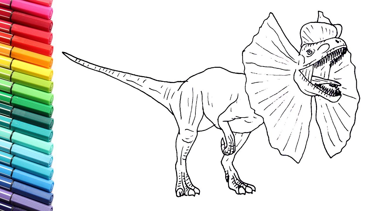 How to Draww and Color the Dilophosaure - Dinosaur From Jurassic Wolrd Evo - Drawing For Kids