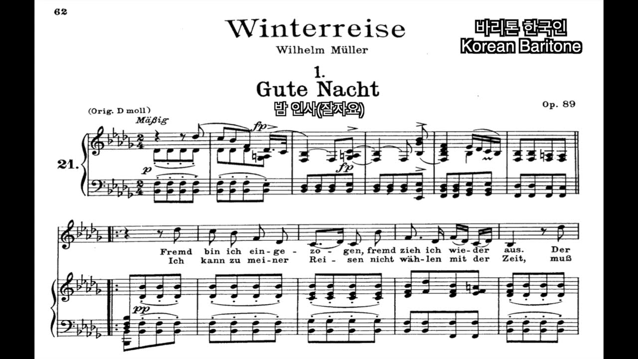 Winterreise, D. 911: No. 1, Gute Nacht 슈베르트 겨울나그네 1번 잘자요(밤인사)
